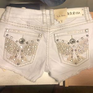 LA Idol white Bling shorts size XS
